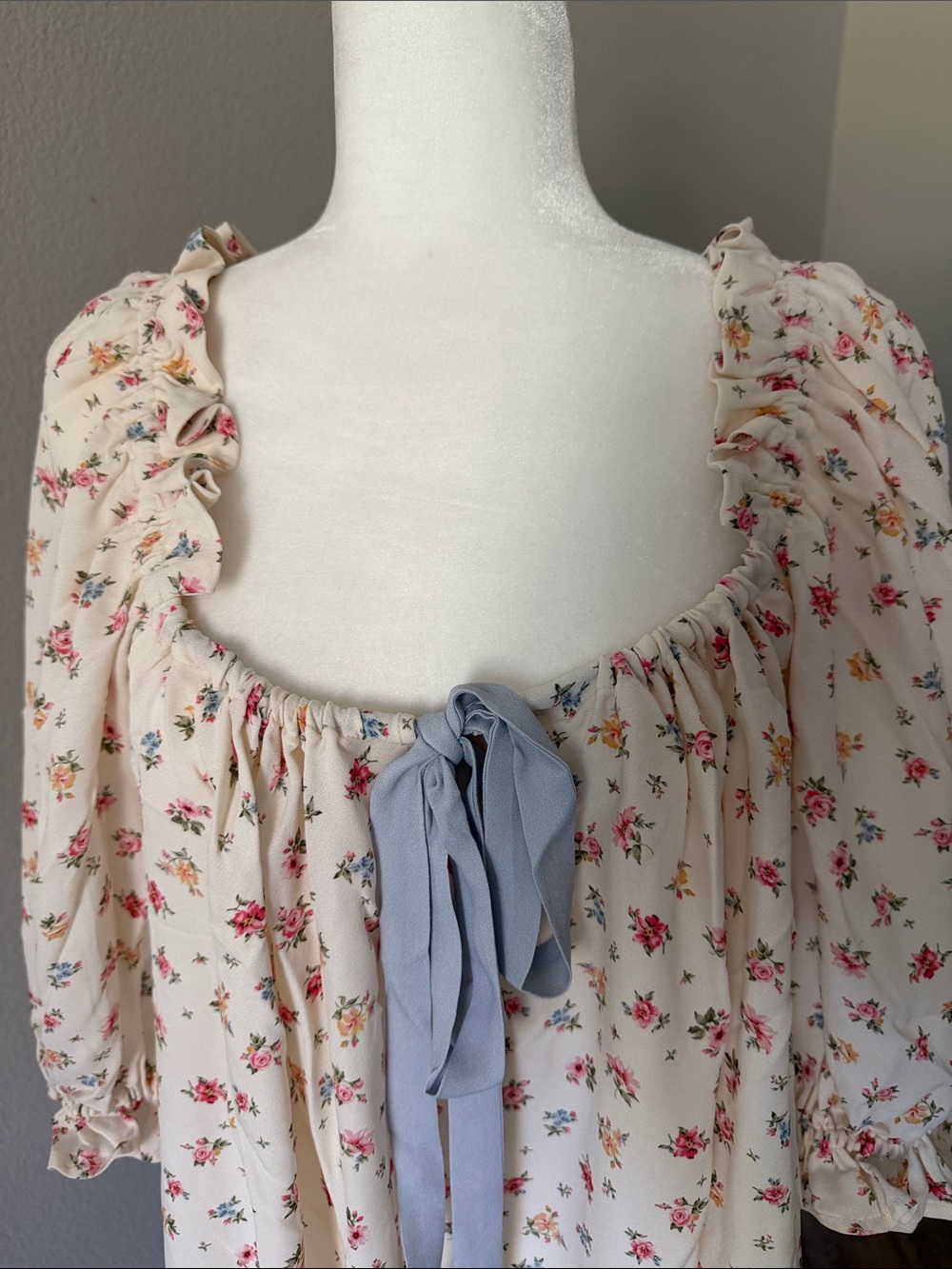 Rumored Cream Floral Dress with Pink and Yellow Blooms - Picture 5 of 6